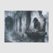 Regendurchtränkte Stadtfrau Dunkelblaue Decoupage Seidenpapier (Vorderseite)