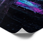 Regendurchtränktes Neongebiet Poster (Ecke)