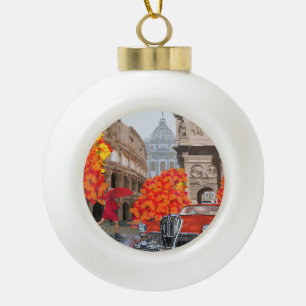 Regendurchtränktes Rom Vintage Plakat Keramik Kugel-Ornament