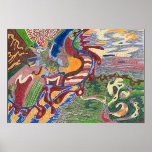 "Regenfall" 19x13 Abstrakte Kunst Poster