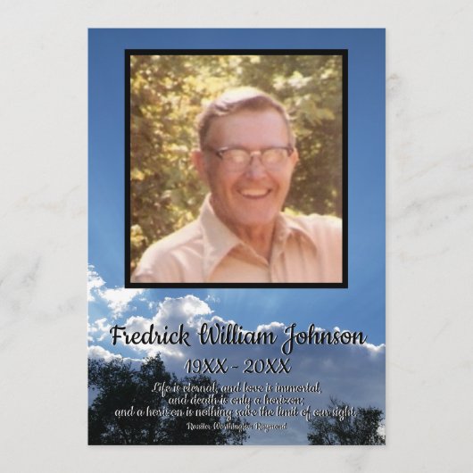 Regenfälle von Sturmwolken Zitat Foto Beerdigung Programm (Vorderseite)