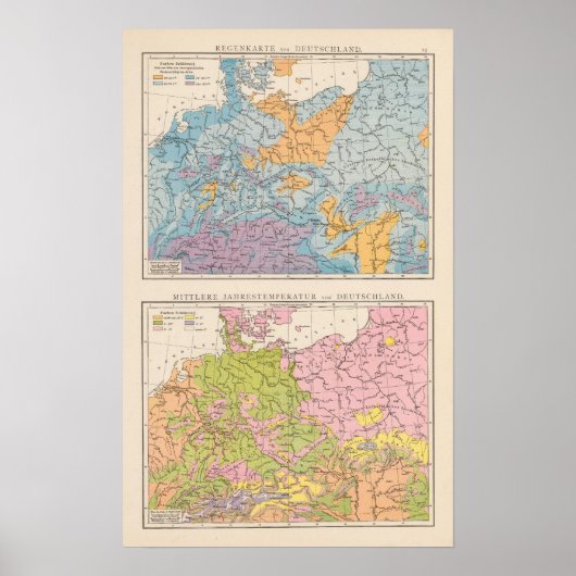 Regenfallkarte Deutschlands Poster (Vorne)