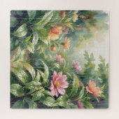 Regengarten-Kameliend Blumen Aquarell Puzzle (Horizontal)