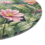 Regengarten-Kameliend Blumen Aquarell Schneidebrett (Ecke)