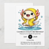 Regengeburtstag des Axolotls Einladung (Vorne/Hinten)