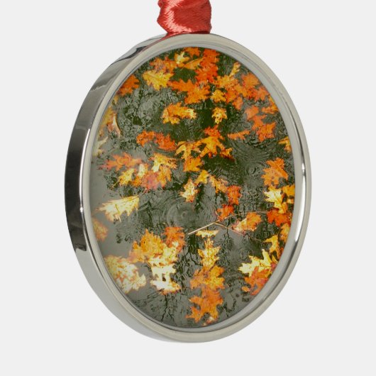 regengefallene Blätter Silbernes Ornament (Rechts)