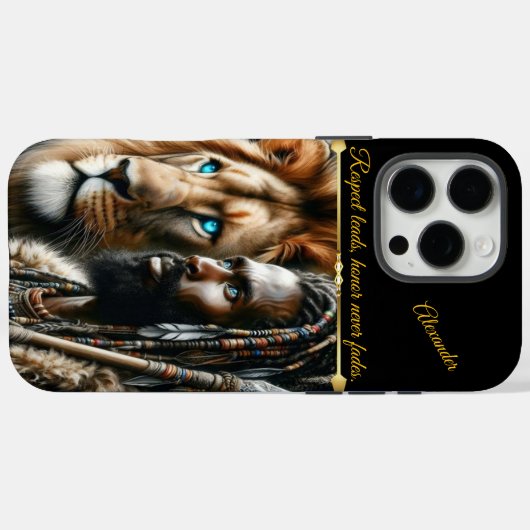 Regenkrieger mit Löwenbegleiter. Case-Mate iPhone Hülle (Rückseite (Horizontal))