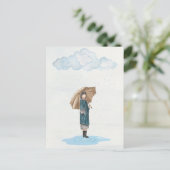 Regenmädchen Feiertagspostkarte (Stehend Vorderseite)