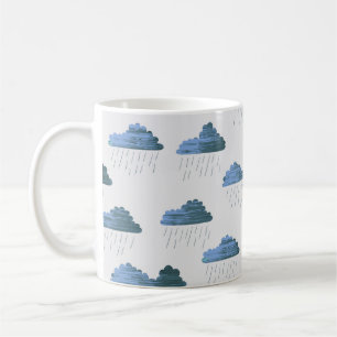 Regenmuster. Wiederholte Vintage Abbildung mit Kaffeetasse