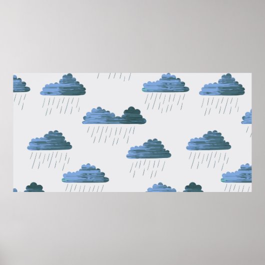 Regenmuster. Wiederholte Vintage Abbildung mit Poster (Vorne)