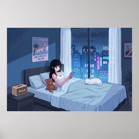 Regennachtzimmer Poster (Vorne)
