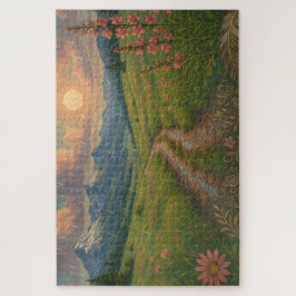 Regenreicher Morgen am Berg Puzzle
