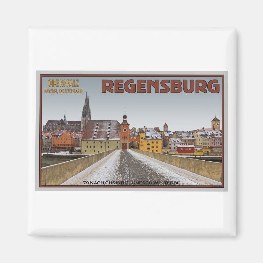 Regensburg - Blick von Steinerne Brücke Magnet (Vorne)
