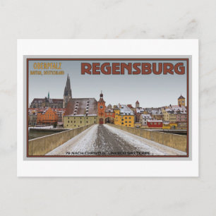 Regensburg - Blick von Steinerne Brücke Postkarte