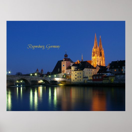 Regensburg, Deutschland - Landschaft am Abend Poster (Vorne)