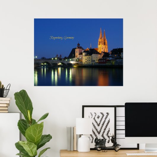Regensburg, Deutschland - Landschaft am Abend Poster (Heimbüro)