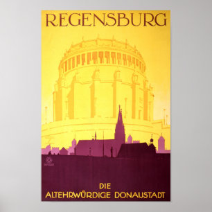 Regensburg Deutschland Vintage Travel Poster