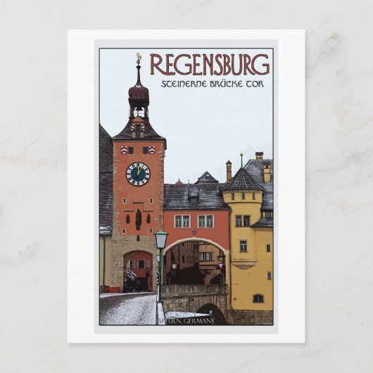 Regensburg - Steinerne Brücke Postkarte (Vorderseite)