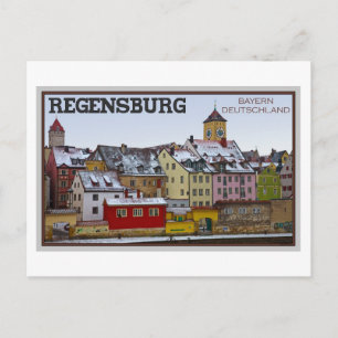 Regensburg - Winter am Donau Postkarte