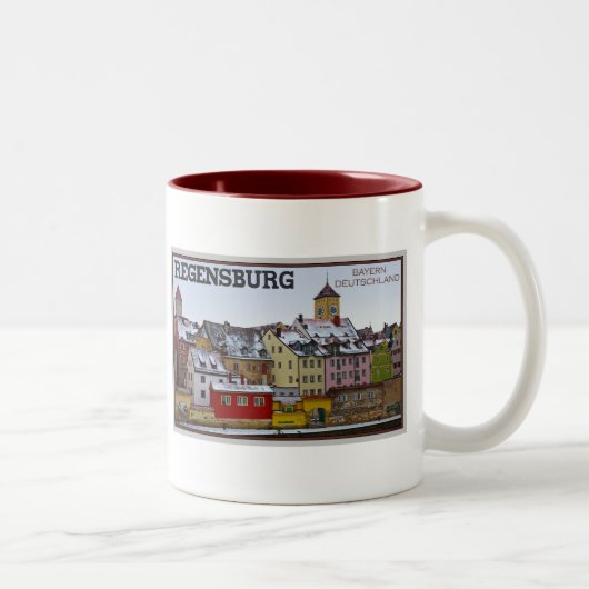 Regensburg - Winter entlang dem Donau Zweifarbige Tasse (Rechts)