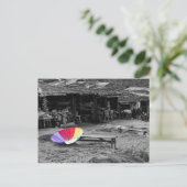 Regenschirm auf dem Markt Postkarte (Stehend Vorderseite)