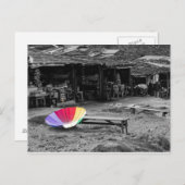 Regenschirm auf dem Markt Postkarte (Vorne/Hinten)