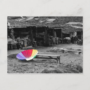 Regenschirm auf dem Markt Postkarte
