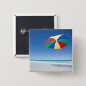 Regenschirm auf Strand | Australien Button (Vorne & Hinten)