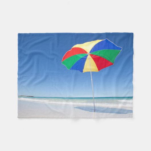 Regenschirm auf Strand | Australien Fleecedecke (Vorderseite (Horizontal))