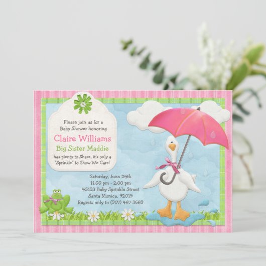 Regenschirm-Baby besprühen Einladung (Stehend Vorderseite)