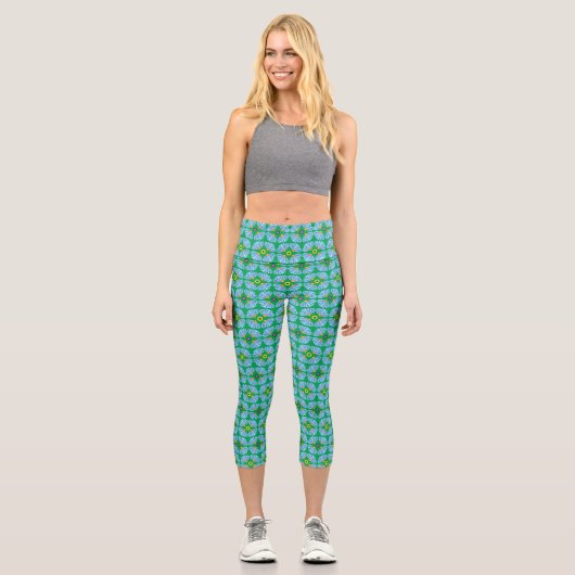Regenschirm Blumen High Waisted Capris (Vorderseite)
