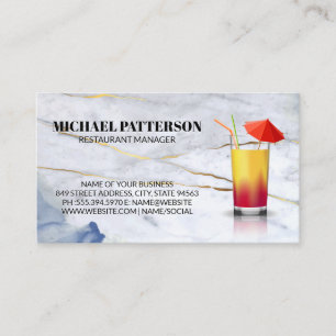Regenschirm-Cocktail   Blue Gold Marble Visitenkarte
