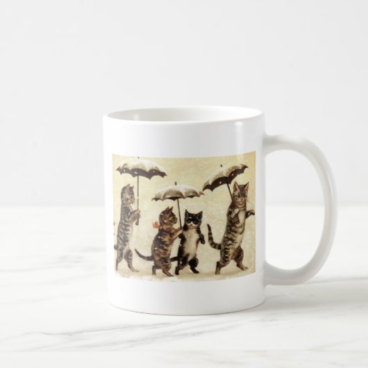 Regenschirm-Katzen-Parade-Katzen-Grafik durch Kaffeetasse (Rechts)