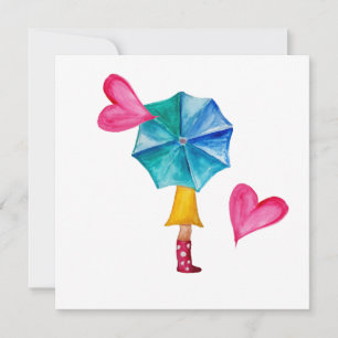 Regenschirm Mädchen in Liebe Wasserfarbe