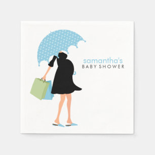 Regenschirm-Mama-Babyparty {blau} Serviette