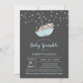 Regenschirm mit Blumen-Geschlechts-neutralem Baby Einladung (Vorderseite)