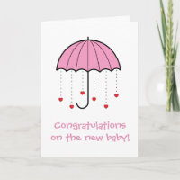 Regenschirm mit Herzen (Rosa) - Glückwunsch-neues