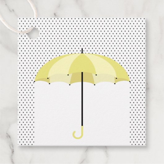 Regenschirm mit Rain Baby Duschgiftmarken, Geschenkanhänger (Vorderseite)