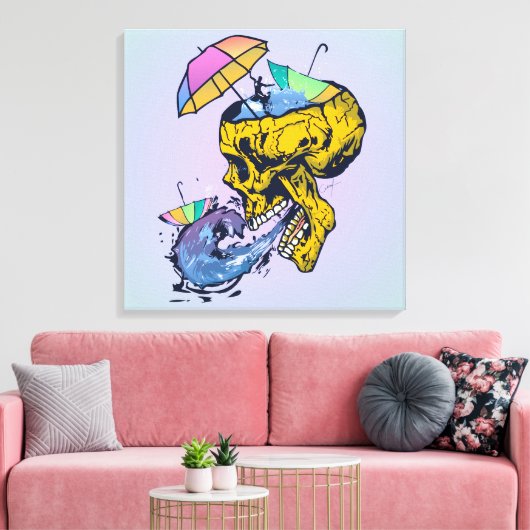 Regenschirm-Todeskopf Leinwanddruck (Insitu (Wohnzimmer))