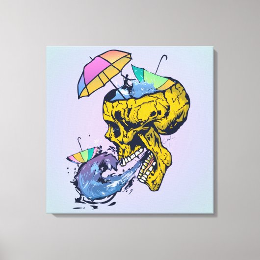 Regenschirm-Todeskopf Leinwanddruck (Vorderseite)