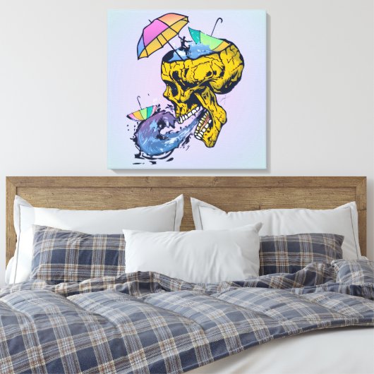 Regenschirm-Todeskopf Leinwanddruck (Insitu (Schlafzimmer))