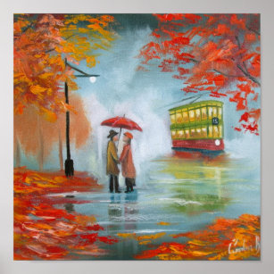 Roter Regenschirm Kunst Poster Zazzle De