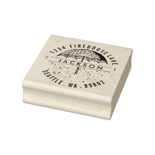 Regenschirm Vintage Rücksendeadresse Briefmarke Gummistempel