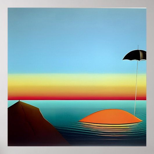 Regenschirm von der Surrealen See Poster (Vorne)