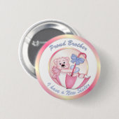 Regenschirmbär - Bruder - Mädchen Button (Vorne & Hinten)