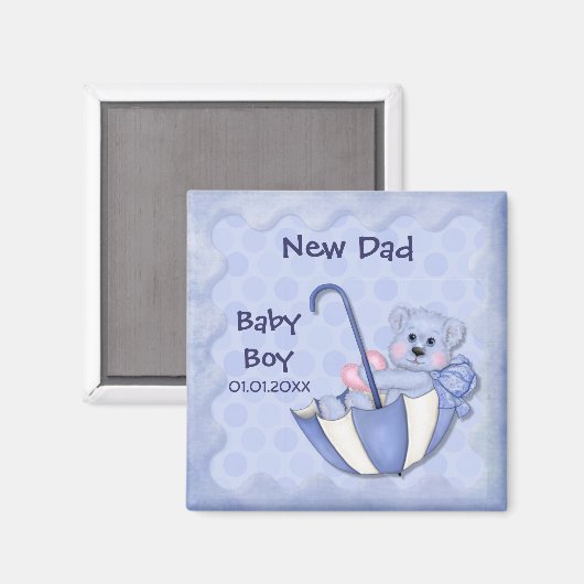 Regenschirmbär - Maßgeschneidert - Junge Magnet (Vorderseite/Rückseite)