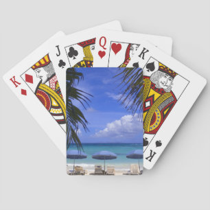 Regenschirme am Strand, St. Maarten, Karibik Spielkarten