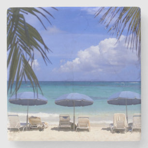 Regenschirme am Strand, St. Maarten, Karibik Steinuntersetzer