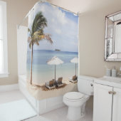 Regenschirme aus Tropenholz: weiß, Palm. Duschvorhang (Beispiel)