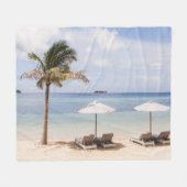 Regenschirme aus Tropenholz: weiß, Palm. Fleecedecke (Vorderseite (Horizontal))